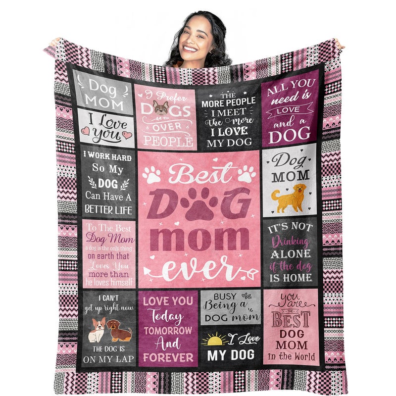 Mcurore Dog Mom Gifts for Women بطانية 60 "" X50 "" عشاق الكلاب "هدايا للنساء هدايا لعشاق الكلاب عاشق الكلاب للنساء الكلب أمي هدية عاشق الكلب هدية الكلب مالك هدية لمحبي الكلاب - Image 1