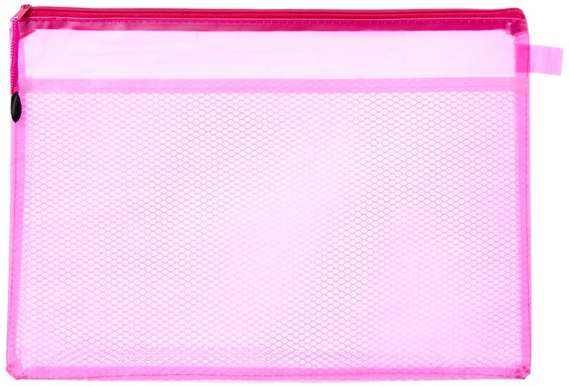 Fabric file with zipper, a4 - pink