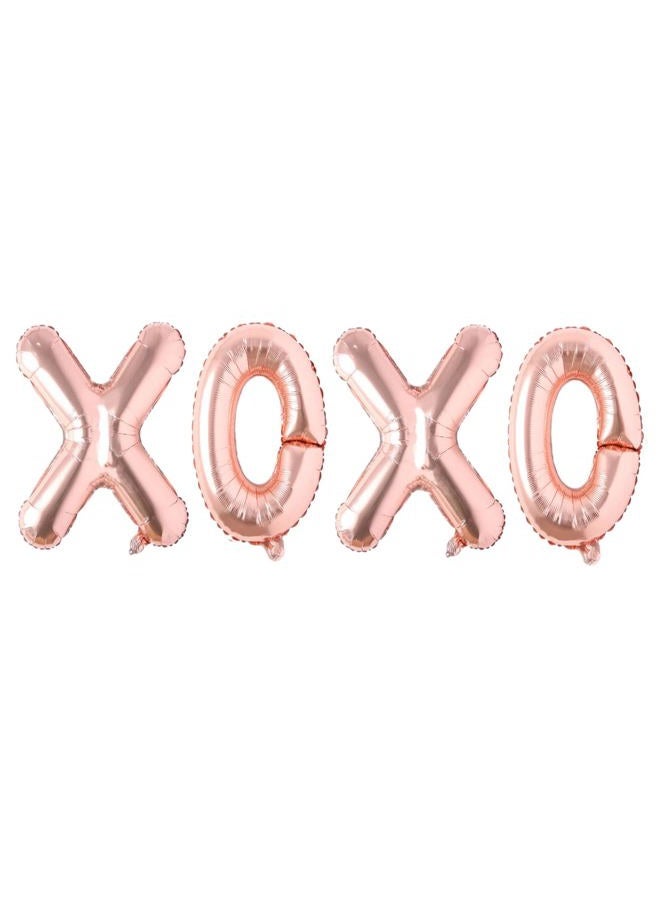 Soochat XOXO Balloons Valentine Letters Mylar Foil Balloons Engagement Valentines Day Wedding Marriage Bridal Shower Birthday Party Decor Photo Props Decorations (Rose Glod) - Image 1