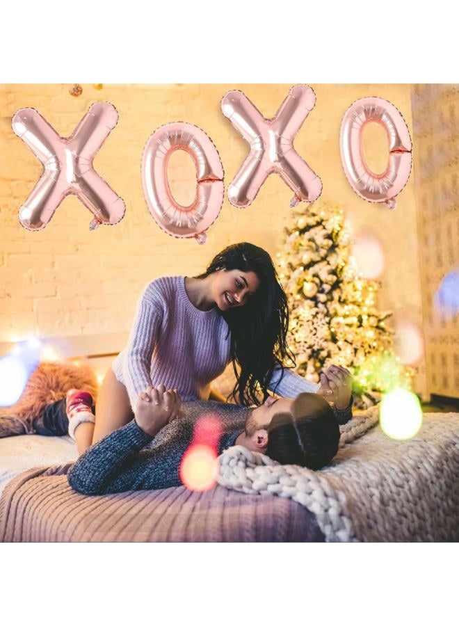 Soochat XOXO Balloons Valentine Letters Mylar Foil Balloons Engagement Valentines Day Wedding Marriage Bridal Shower Birthday Party Decor Photo Props Decorations (Rose Glod) - Image 3
