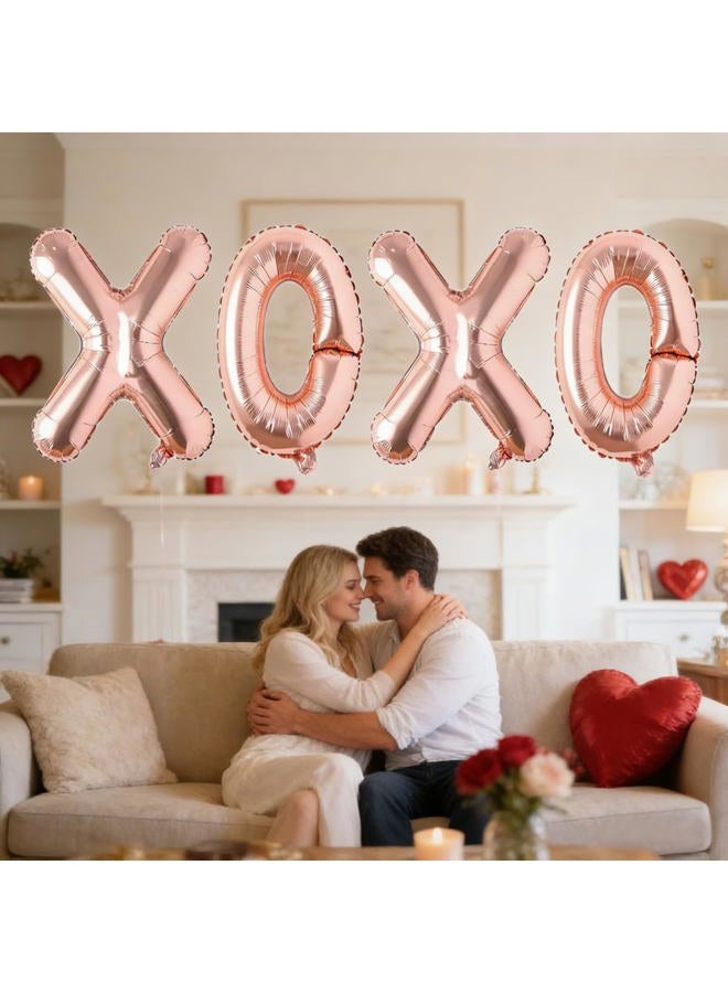Soochat XOXO Balloons Valentine Letters Mylar Foil Balloons Engagement Valentines Day Wedding Marriage Bridal Shower Birthday Party Decor Photo Props Decorations (Rose Glod) - Image 4