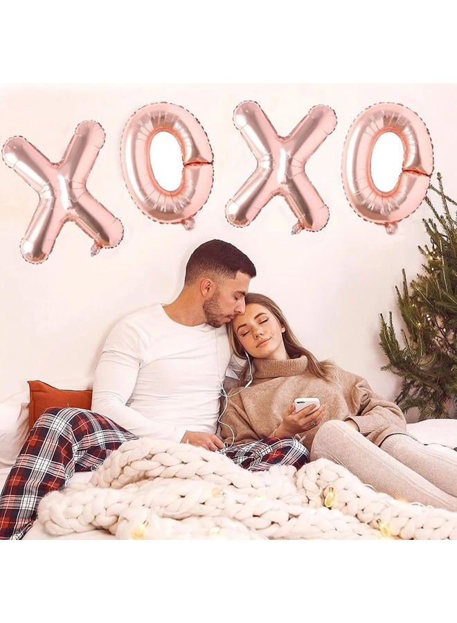 Soochat XOXO Balloons Valentine Letters Mylar Foil Balloons Engagement Valentines Day Wedding Marriage Bridal Shower Birthday Party Decor Photo Props Decorations (Rose Glod) - Image 5