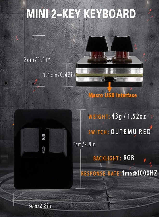 BTXETUEL NONO OSU keypad 2-Key Red axis Gaming USB Keyboard,Hotswap Mechanical Keyboard,Mini Mechanica RGB keypad for macros and Rhythm Games. - Image 2