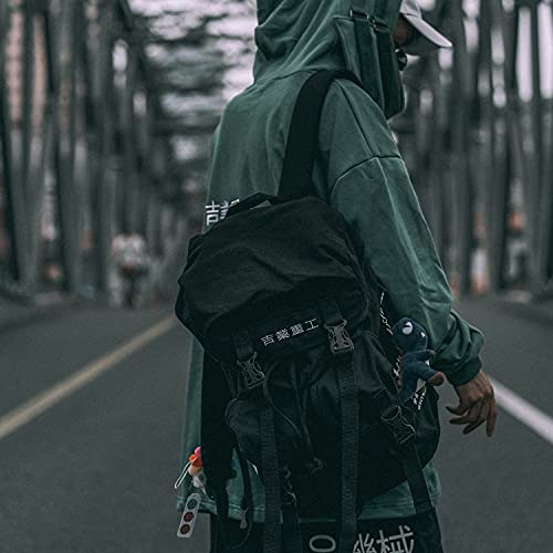 Niepce Inc Japanese Techwear Streetwear Slim Daypack Backpack (Black) - Image 3