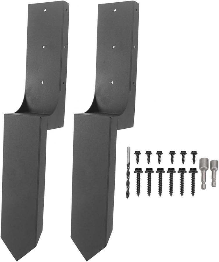 Heavy Duty Steel Post Repair Kit For Leaning Wood Fence Includes 2 Steel Stakes And 15 Accessories - Image 2