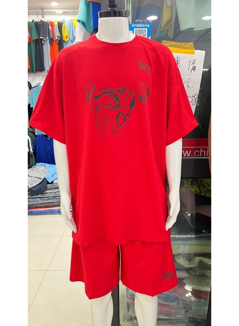 ALCOACH 2Pcs Men's Casual Short Sleeve Tracksuit Summer T Shirt & Shorts Set Waffle Sports Suit Athletic Matching Set with Pockets Khaki  - Image 3