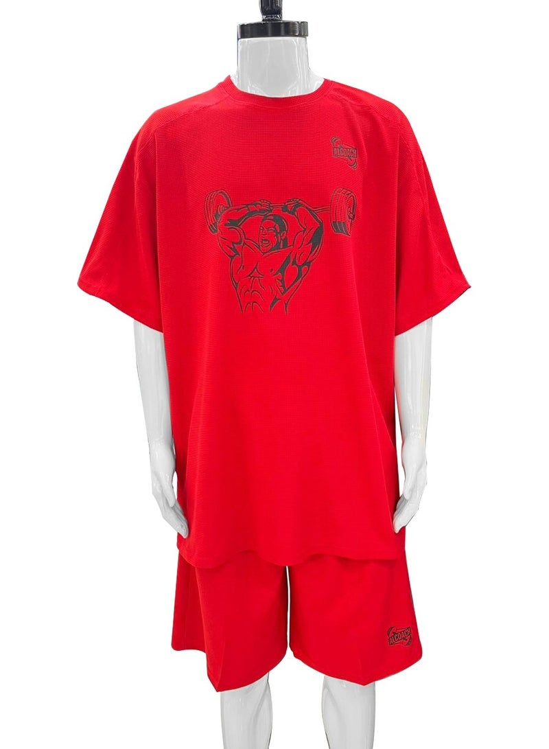 ALCOACH 2Pcs Men's Casual Short Sleeve Tracksuit Summer T Shirt & Shorts Set Waffle Sports Suit Athletic Matching Set with Pockets Khaki  - Image 4