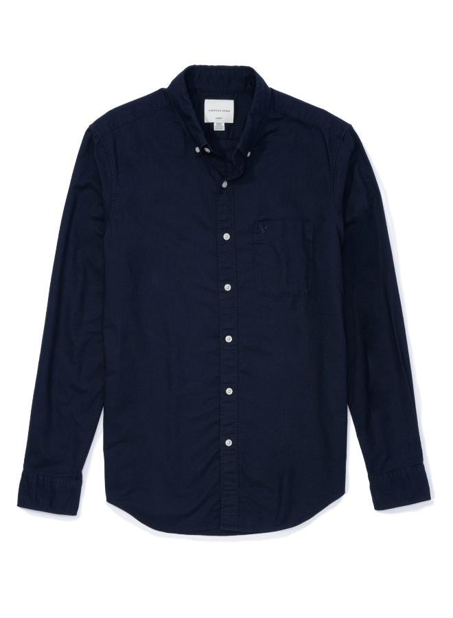 American Eagle قميص أكسفورد مرن بقصة ضيقة من AE - Image 3