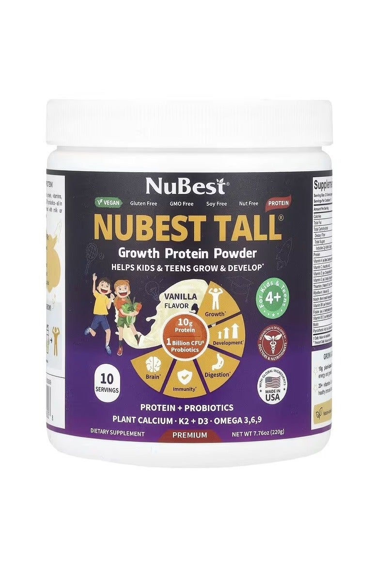 Nubest Tall®, Growth Protein Powder, For Kids & Teens 4 +, Vanilla, 7.76 oz (220 g )