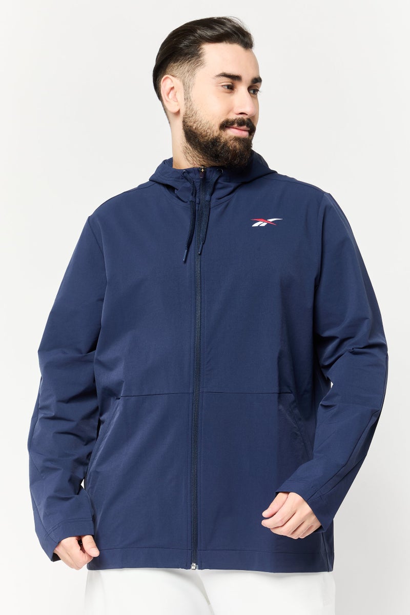 Reebok Men Sportswear Fit Hooded Training Jackets, Navy  - Image 1