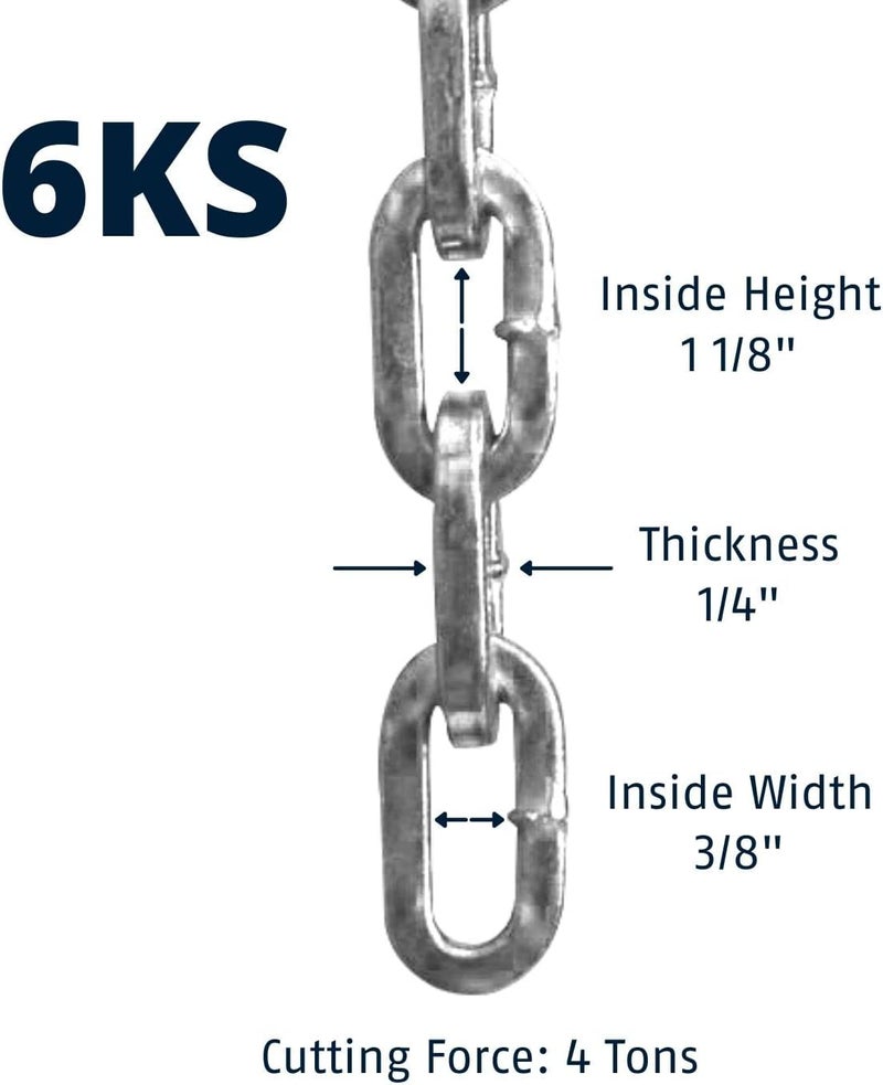 Abus Hardened Steel 6KS 2 Foot x 1/4" Thick Square Security Chain for Bikes, Containers, Trailers, ATV's, Motorcycles and Personal/Industrial Property - Image 2