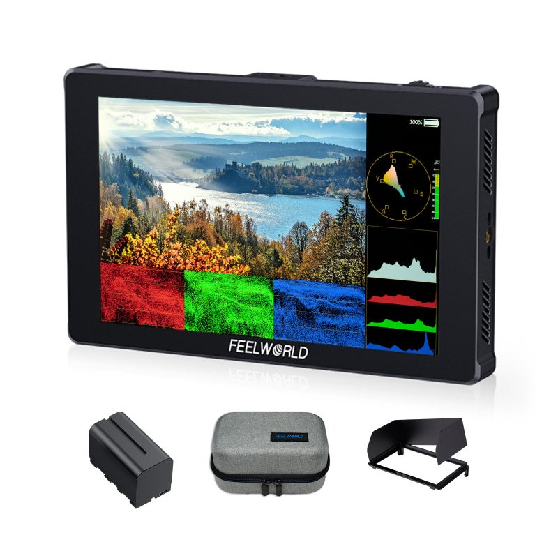 FEELWORLD F7 Plus 7 Inch 1200nit DSLR Camera Field Monitor with F750 4400mAh Battery and Bag High Brightness Touchscreen 3D Lut HDR Waveform F970 Install and Power Kit 4K 60Hz HDMI in Out - Image 2