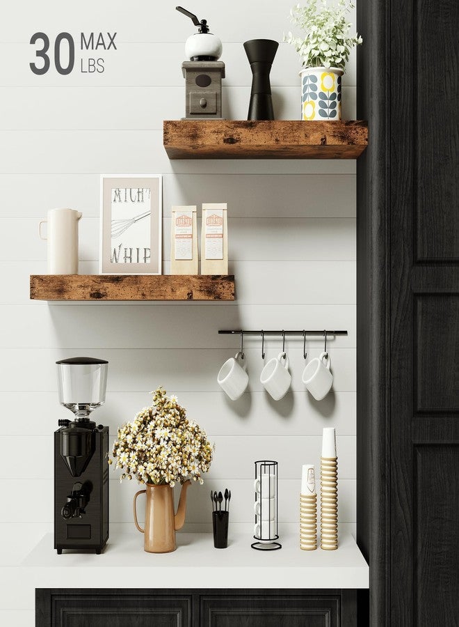 Vivelove Bathroom Long Floating Shelves for Wall,Extra Deeper & Thicker Wall Mounted Storage Shelf for Living Room, Kitchen, Farmhouse,Wall Shelves with Invisible Brackets,Set of 2, Rustic Brown - Image 5