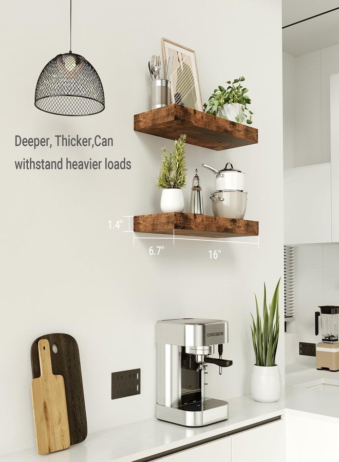 Vivelove Bathroom Long Floating Shelves for Wall,Extra Deeper & Thicker Wall Mounted Storage Shelf for Living Room, Kitchen, Farmhouse,Wall Shelves with Invisible Brackets,Set of 2, Rustic Brown - Image 3