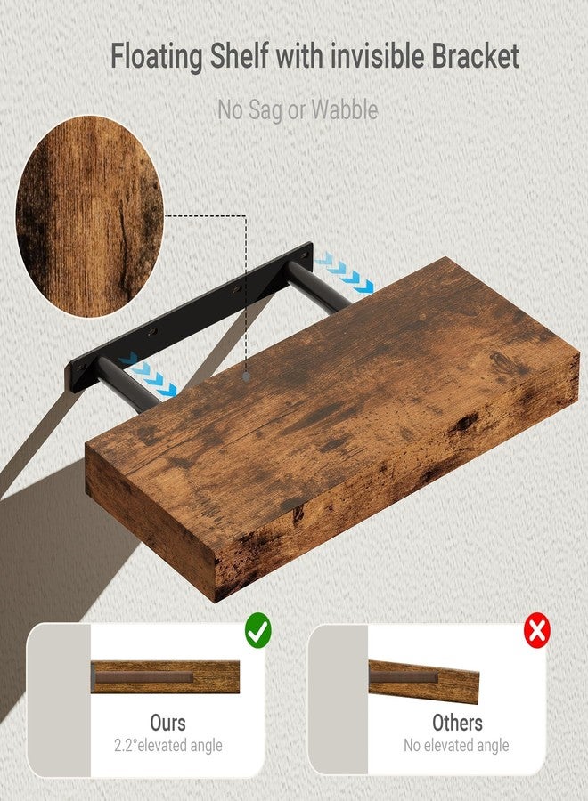 Vivelove Bathroom Long Floating Shelves for Wall,Extra Deeper & Thicker Wall Mounted Storage Shelf for Living Room, Kitchen, Farmhouse,Wall Shelves with Invisible Brackets,Set of 2, Rustic Brown - Image 4