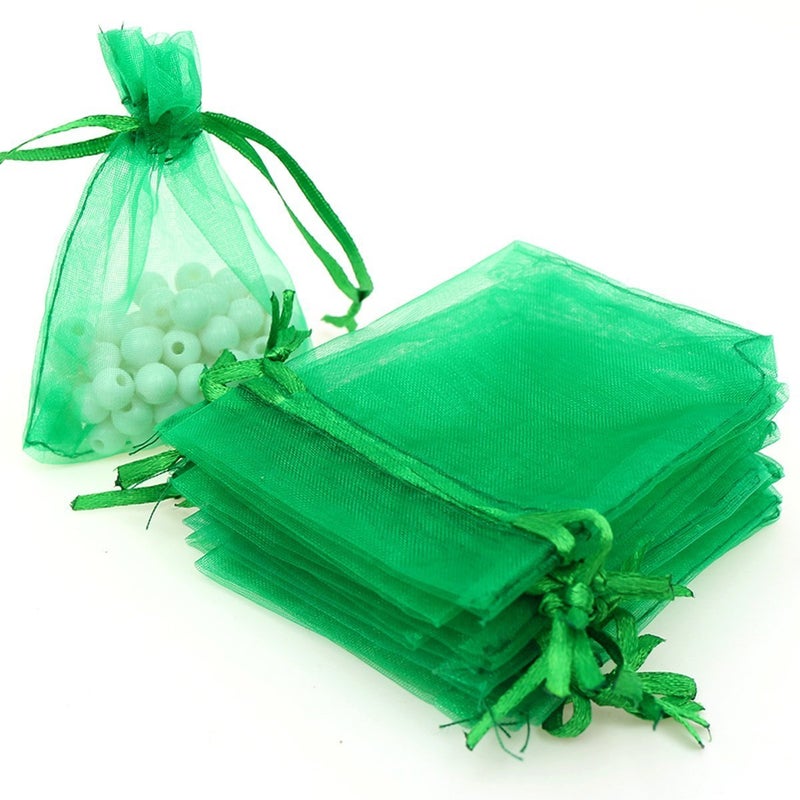 Akstore 100PCS 4x6inch 10x15cm Drawstring Organza Jewelry Favor Pouches Wedding Party Festival Gift Bags Candy Bags Green
