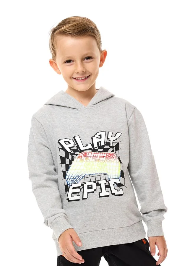 victor and jane Victor And Jane Boys Grey Graphic Print Hoodie