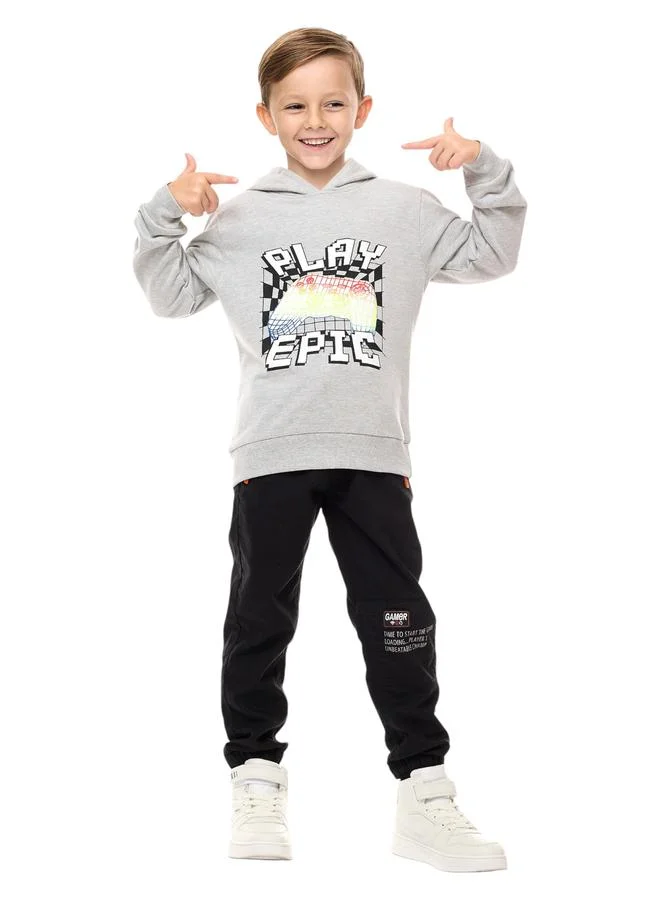 victor and jane Victor And Jane Boys Grey Graphic Print Hoodie