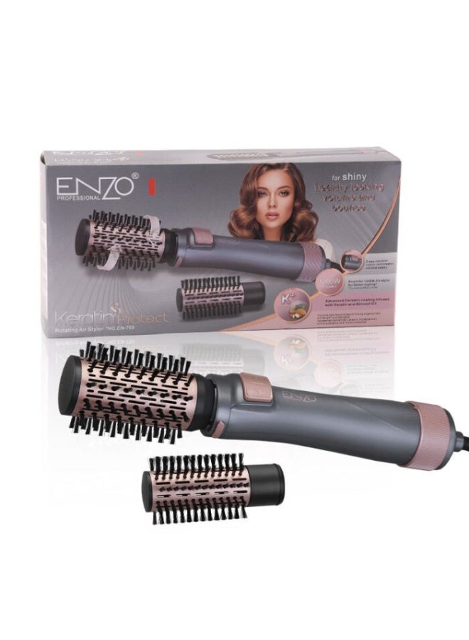 ENZO Professional مجموعة مصفف الشعر المنزلي ENZO EN-759 2 في 1 مجفف شعر كهربائي فرشاة هواء ساخن مكواة تجعيد الشعر - Image 1
