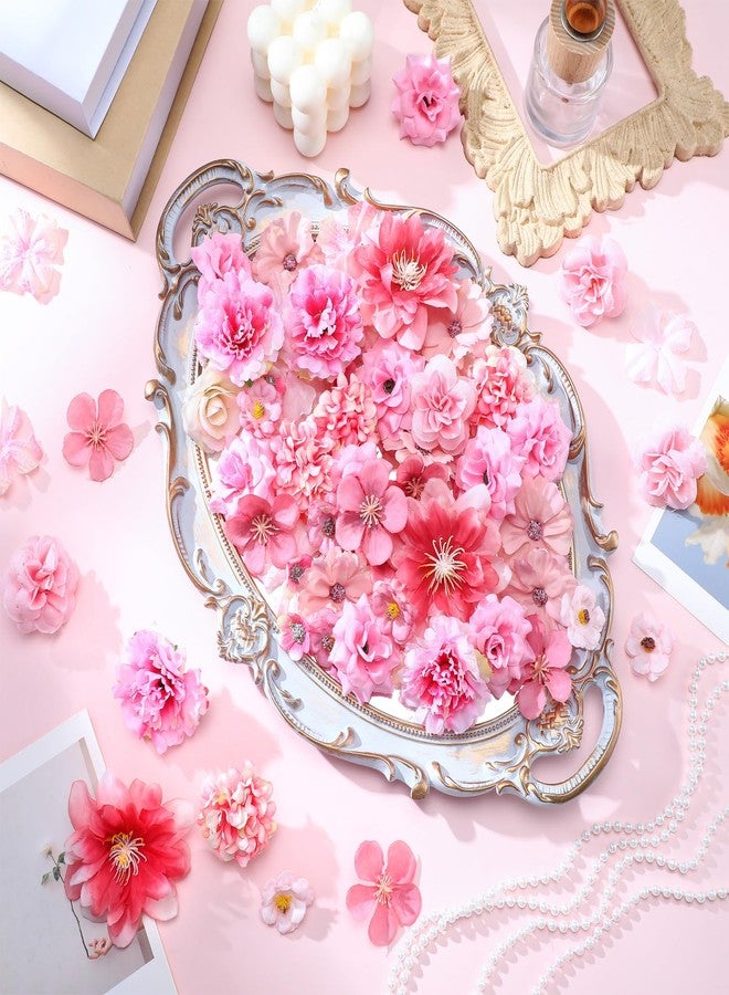 Geosar 120 Pcs Small Flowers for Crafts Spring Mini Faux Flowers Artificial Silk Fabric Floral Daisy Peony Floral Decorations DIY Wreath Accessories for Wedding Home Decor(Pink,Cozy Style) - Image 2