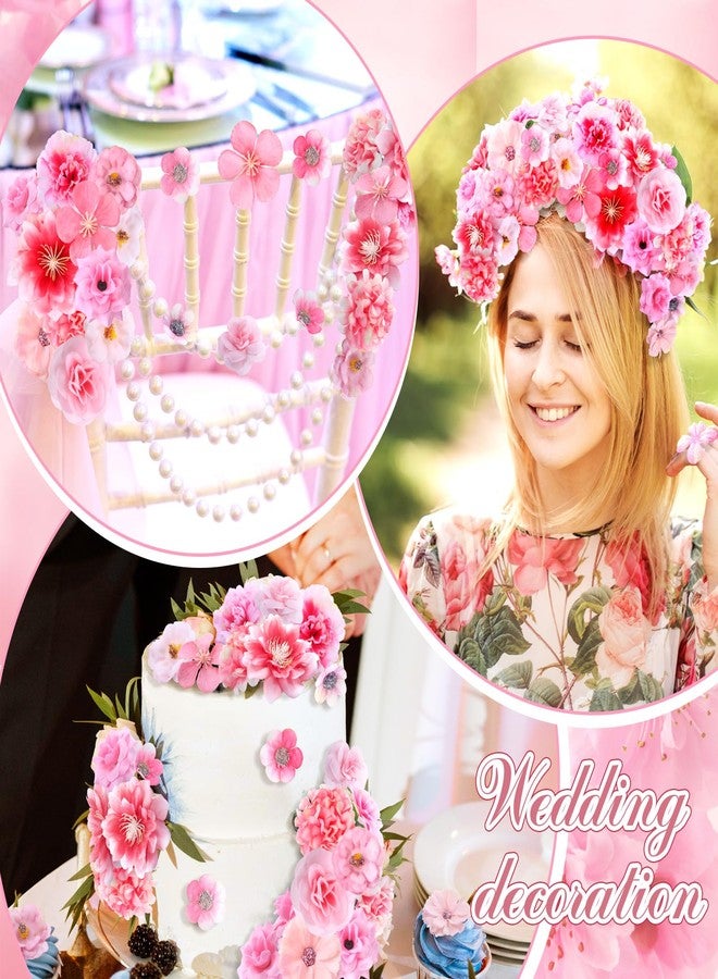 Geosar 120 Pcs Small Flowers for Crafts Spring Mini Faux Flowers Artificial Silk Fabric Floral Daisy Peony Floral Decorations DIY Wreath Accessories for Wedding Home Decor(Pink,Cozy Style) - Image 4