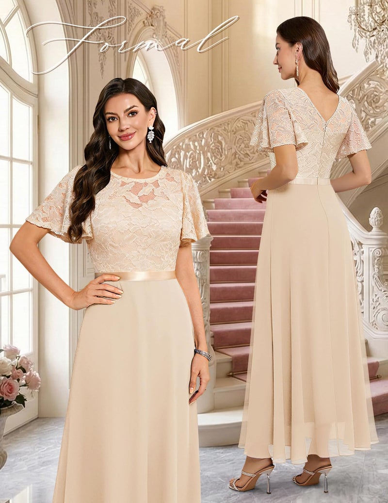 DRESSTELLS Mother of the Bride Dresses, 2026 Spring Formal Wedding Guest Bridesmaid Cocktail Prom Party Gala Evening Gowns Maxi Dress for Bridesmaid, Gold Champagne S - Image 2