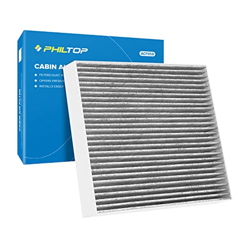 PHILTOP فلتر هواء المقصورة PHILTOP، بديل لسيارة سوناتا 2006-2010، سانتا في 2007-2009، أوبتيما 2006-2010، أزيرا 2006-2008، فلتر مقصورة متميز ACF059(CF10381) مع فحم نشط، فلتر الغبار وحبوب اللقاح - Image 1