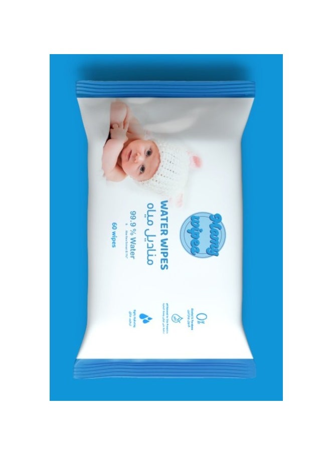 MAMY WIPES Original Plastic Free Baby Wipes, 60 Wet Wipes, 99.9% Water Based And Unscented For Sensitive Skin  - Image 2