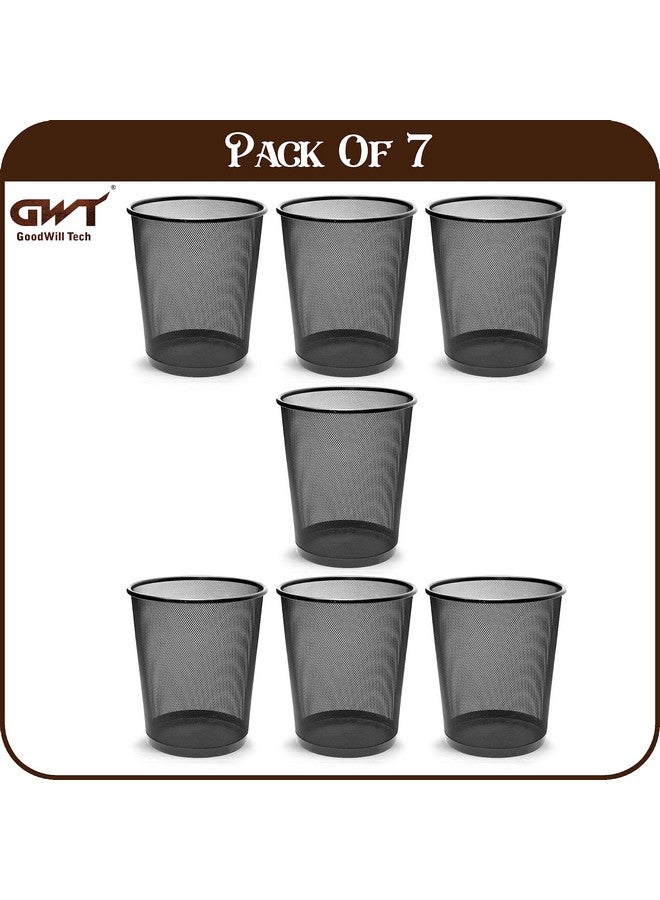 GoodWill Tech Open-Top Cylindrical Metal Mesh Recycling Dustbins- Waste Basket for Home/Office/Coffee Shop/Hotel Non-Toxic - Black (Set of 7, Small (9L)) - Image 4