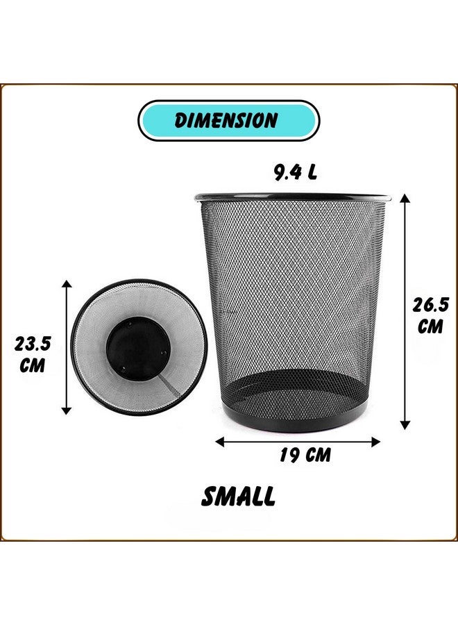 GoodWill Tech Open-Top Cylindrical Metal Mesh Recycling Dustbins- Waste Basket for Home/Office/Coffee Shop/Hotel Non-Toxic - Black (Set of 7, Small (9L)) - Image 2