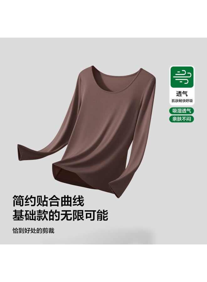YOUKESHU Round Neck Base Layer, Autumn Round Neck Long Sleeve High Stretch Skin-Friendly Slim Fit Base Layer Women'S Basic Top Versatile - Image 3