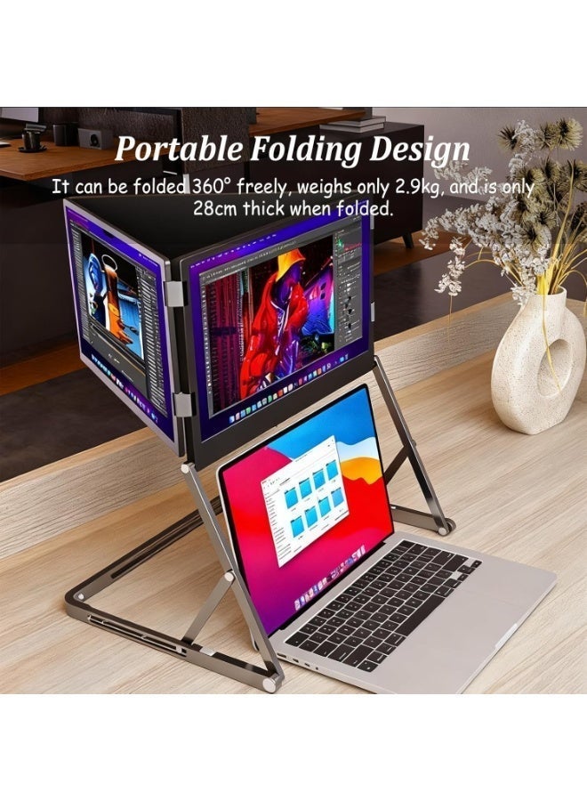 موسع شاشة للابتوب بثلاث شاشات، 3 × 15.6 بوصة FHD 1080P IPS محمولة، إعداد عرض رباعي، USB-C و HDMI، متوافق مع أجهزة اللابتوب من 11 إلى 18 بوصة - Image 5