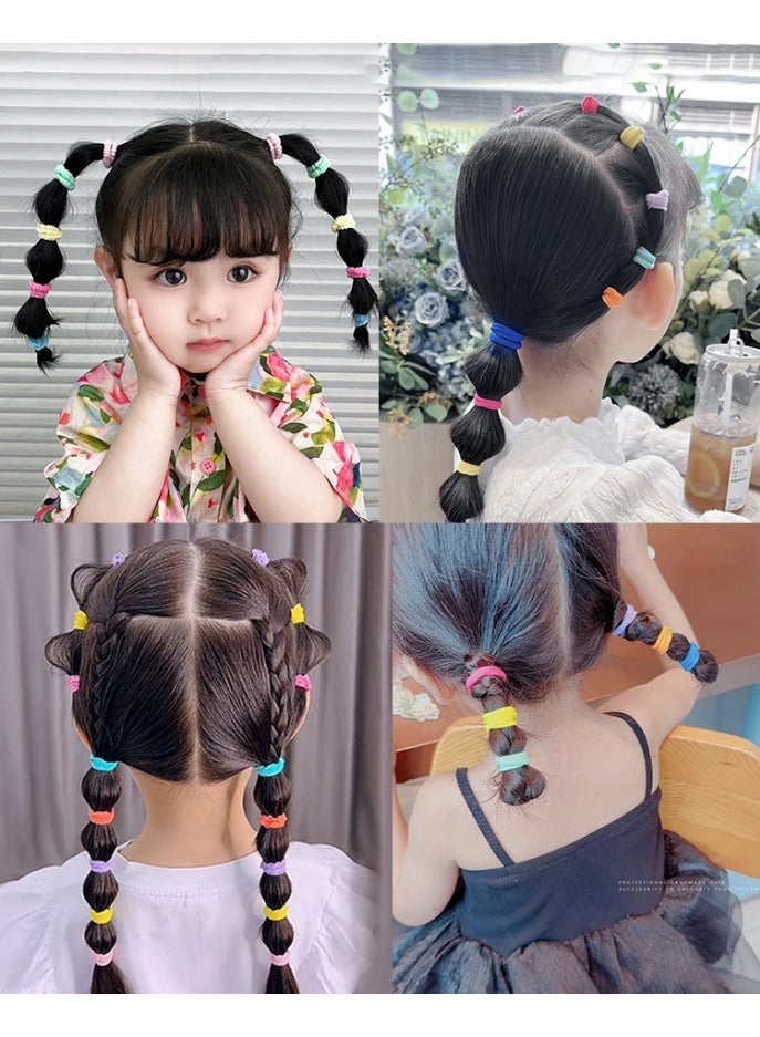200 Pack Pastel Colorful Nylon Small Hair Ties Toddlers Baby Girls' Hair Elastics  No hair stuck and easy to remove, yellow pink purple blue green  - Image 5