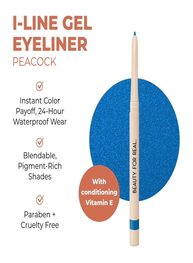 Beauty For Real I-Line 24-7 Eyeliner, Peacock - Rich, Brilliant Blue - Long-Wearing, Waterproof Gel Formula - Safe for Sensitive Eyes & Contact Lens Wearers - 0.01 oz - Image 2