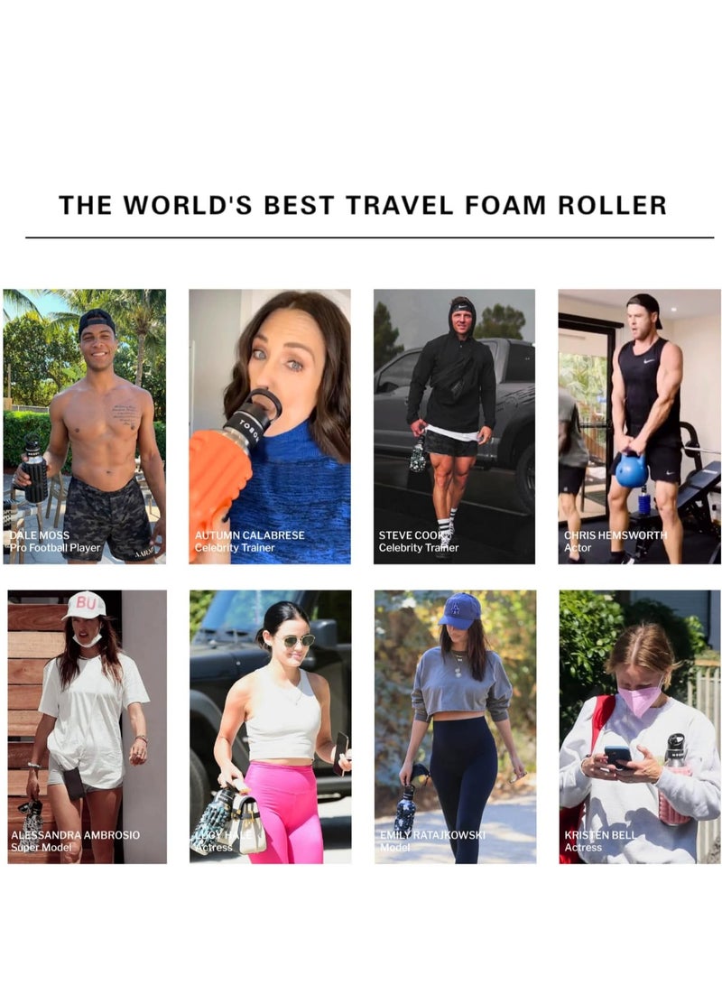 MOBOT Portable Travel Foam Roller Water Bottle with Sip Straw, Stainless Steel Screw Lid | Insulated Sports Water Bottle and Foam Rollers for Yoga, Workout, Home Gym, & Exercise 798.4ml (Marine) - Image 4