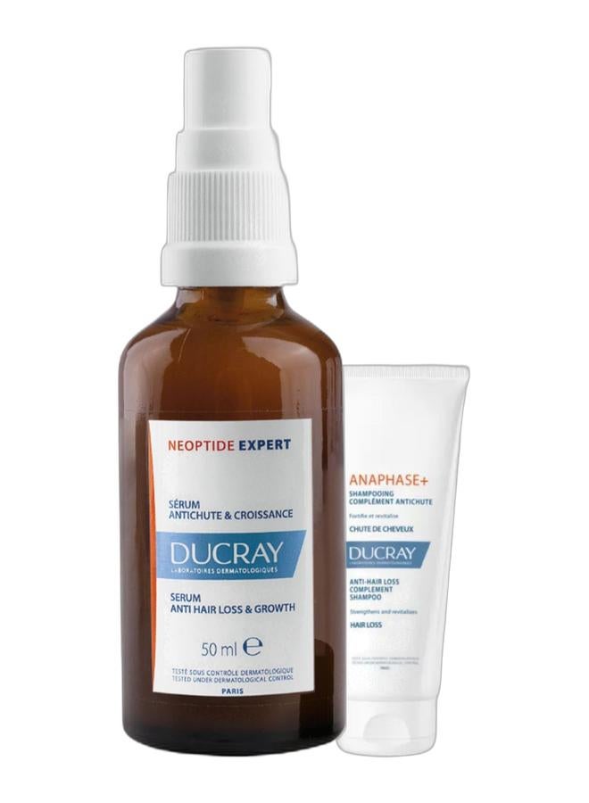 DUCRAY Neoptide Expert Anti-Hair Loss & Growth Serum 2x50 ml Multicolour 100ml & Anaphase Plus Shampoo Hair Loss 200ml Bundle - Image 1