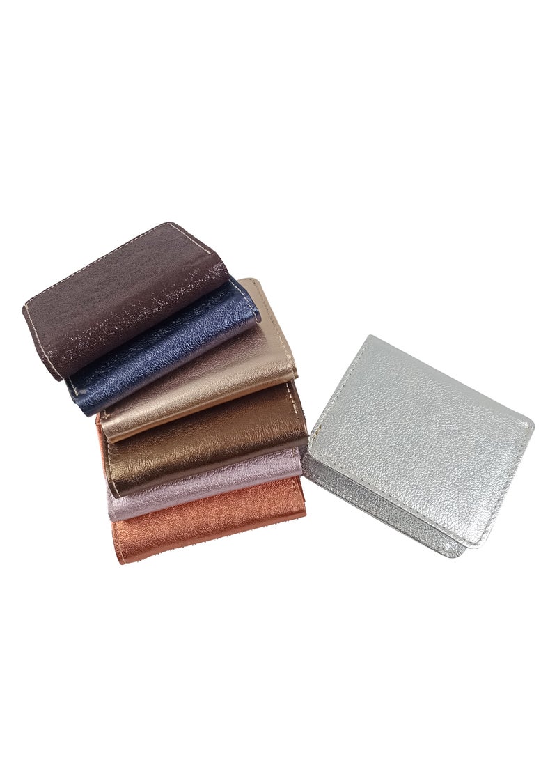 Selecta Now Premium 100% Genuine Sheep Leather Wallet for Women Soft Metallic Navy Blue Leather ID Card & Credit Card Slots Fashionable Ladies Wallet - Image 3