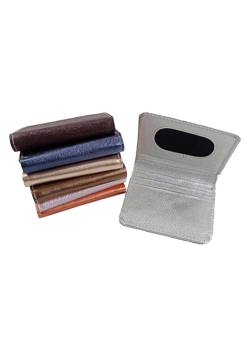 Selecta Now Premium 100% Genuine Sheep Leather Wallet for Women Soft Metallic Navy Blue Leather ID Card & Credit Card Slots Fashionable Ladies Wallet - Image 4