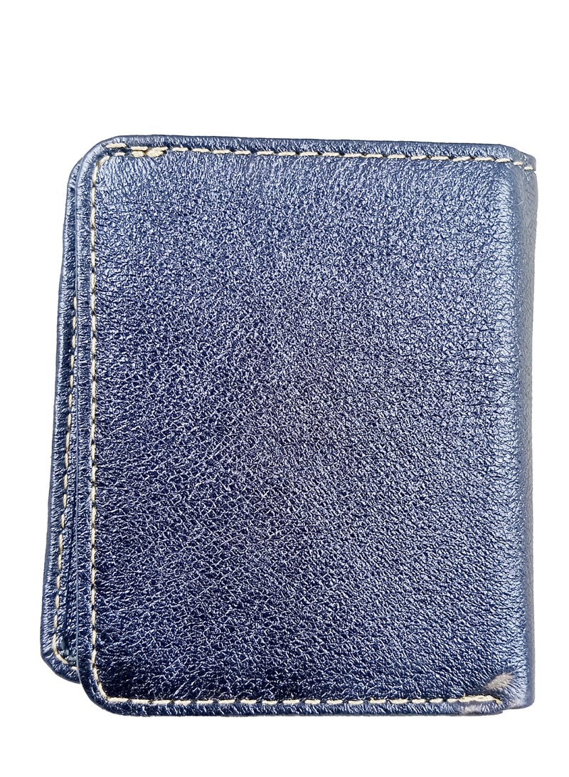 Selecta Now Premium 100% Genuine Sheep Leather Wallet for Women Soft Metallic Navy Blue Leather ID Card & Credit Card Slots Fashionable Ladies Wallet - Image 2