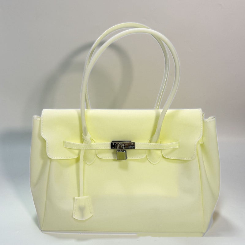 Jelly Firkin Clear Lock Buckle Tote Bag – Kiiikiii Style Macaron Color PVC Handbag