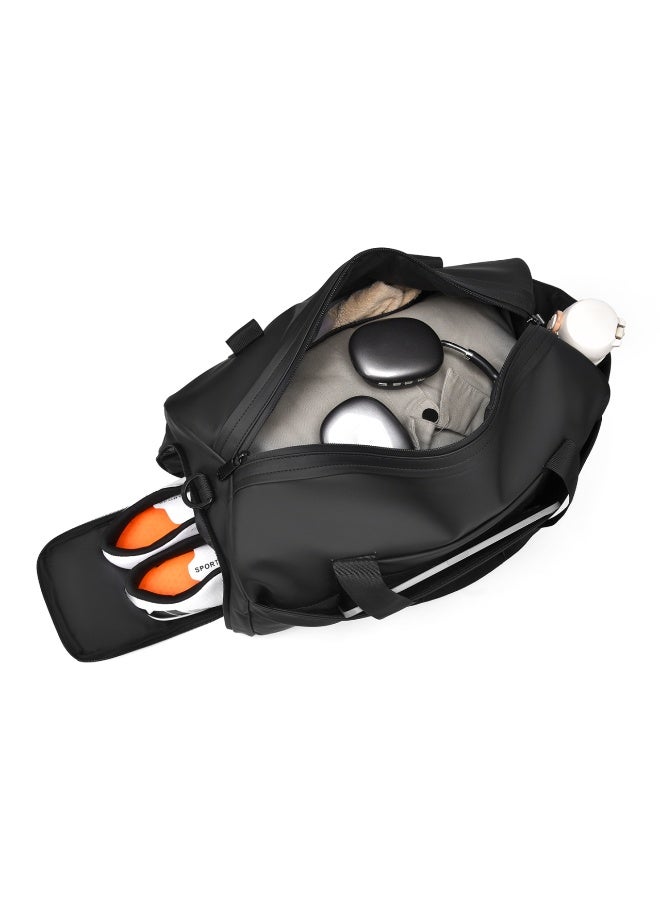 Large Water-Resistant Travel Duffle Bag with Shoe Compartment - Dark Grey - Image 3