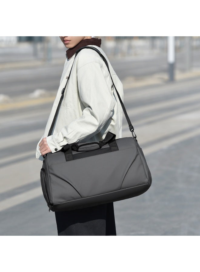 Large Water-Resistant Travel Duffle Bag with Shoe Compartment - Dark Grey - Image 5