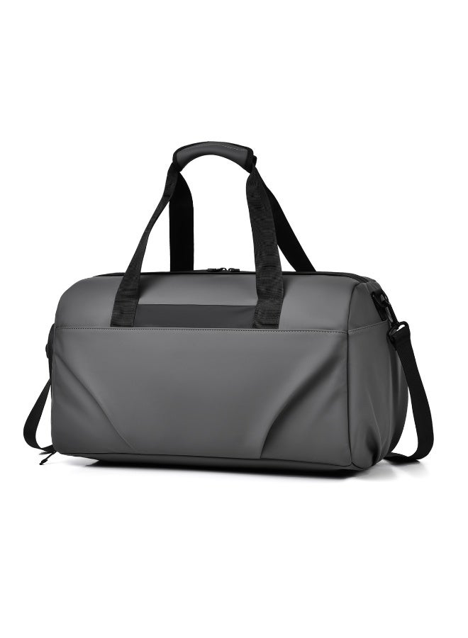 Large Water-Resistant Travel Duffle Bag with Shoe Compartment - Dark Grey - Image 1