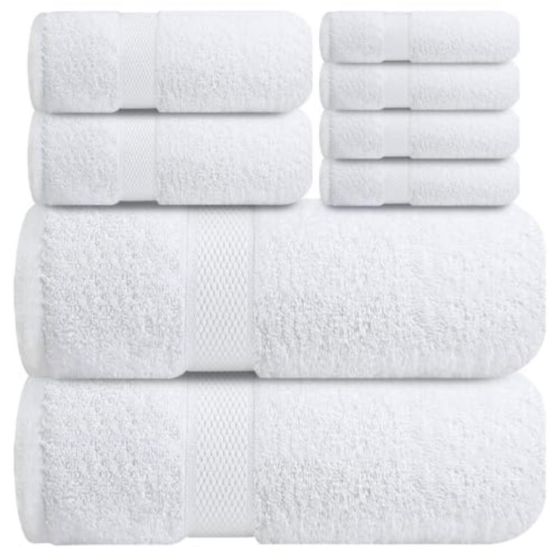Premium Bath Towels Set - [Pack of 8] 100% Cotton Highly Absorbent 2 Bath Towels, 2 Hand Towels and 4 Washcloths - Hotel and Spa Quality Bath Towels for Bathroom (2 Bath Towels, 2 Hand Towels, 4 Washcloths) ‚ Soft and Absorbent Towels for Bathroom - Gym, Shower, Spa and Hotel Use - Image 2
