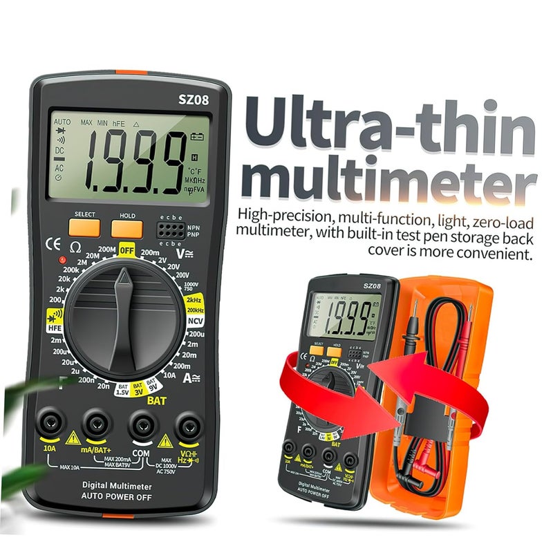 Operitacx Digital Multimeter Voltage Tester with Capacitance Diode Test for Home Professional Use - Image 3