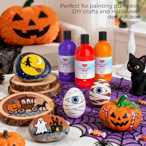 Smallbudi 12 Colors Large Acrylic Paint Set (16.9 oz,500 ml), Bulk Acrylic Paint Non-Toxic Art Painting Supplies on Multi Surface Pumpkin Canvas Wood Craft Fabric Rock for Artist Kids with Color Wheel - Image 2
