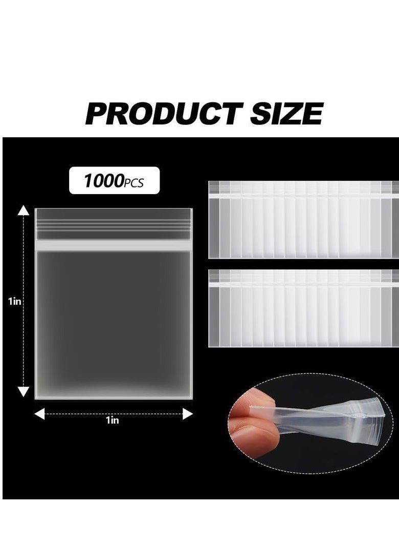 Excefore - 1000 Pcs 1 x 1 Ziplock Bag Clear Reclosable Zipper Plastic Bags, Durable Small Thick Clear Bags, Suitable for Daily Vitamin, Jewelry, Candy - Image 1