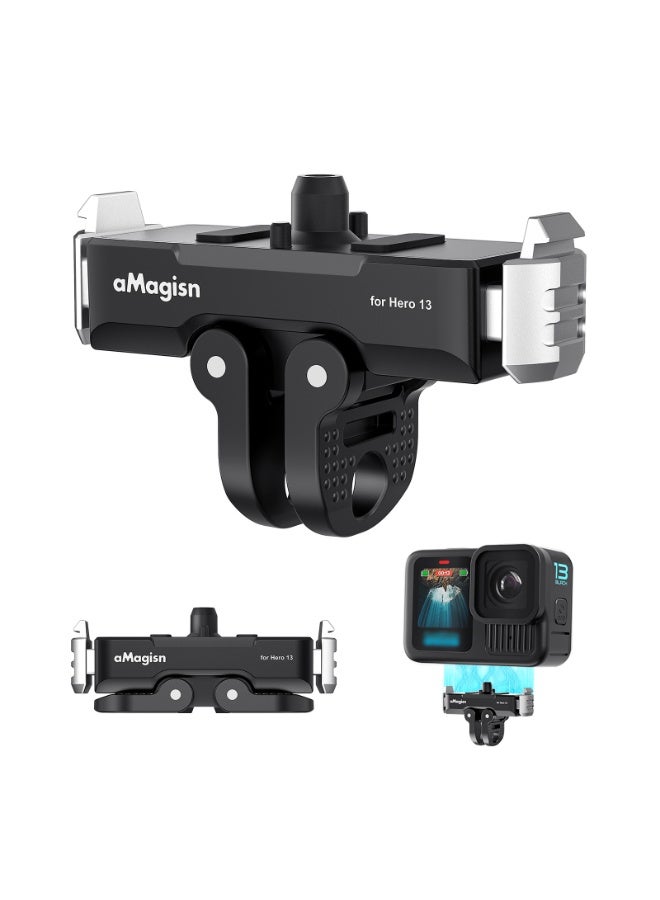 aMagisn قاعدة تثبيت معدنية مغناطيسية سريعة التركيب متوافقة مع GoPro Hero 13 – تصميم خفيف ومتين مع مغناطيس قوي وتثبيت سريع وآمن لكاميرات الأكشن - Image 1