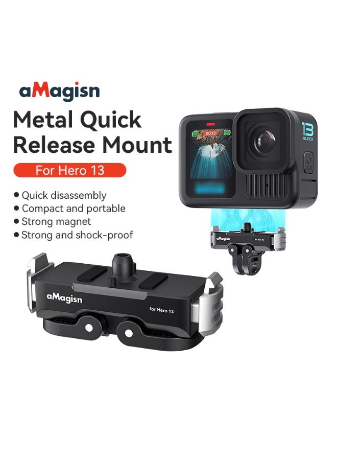 aMagisn قاعدة تثبيت معدنية مغناطيسية سريعة التركيب متوافقة مع GoPro Hero 13 – تصميم خفيف ومتين مع مغناطيس قوي وتثبيت سريع وآمن لكاميرات الأكشن - Image 2
