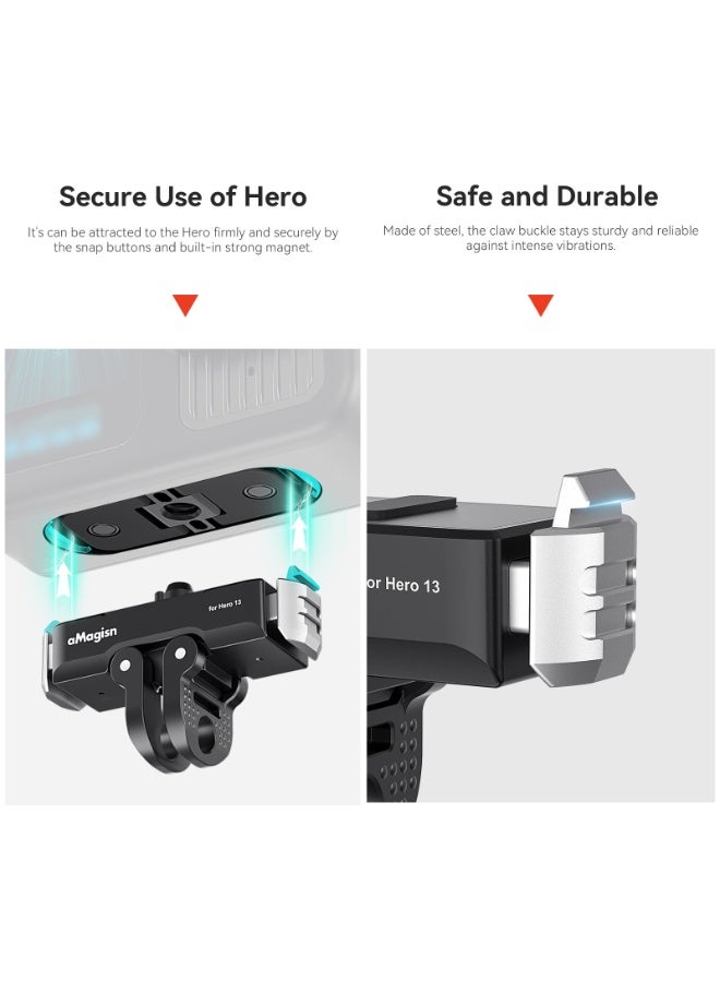 aMagisn قاعدة تثبيت معدنية مغناطيسية سريعة التركيب متوافقة مع GoPro Hero 13 – تصميم خفيف ومتين مع مغناطيس قوي وتثبيت سريع وآمن لكاميرات الأكشن - Image 5